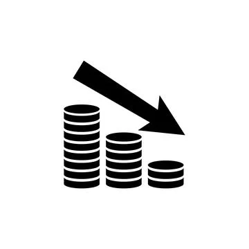 Financial Crisis, Money Stack Down, Costs Cut. Flat Vector Icon illustration. 스톡 일러스트