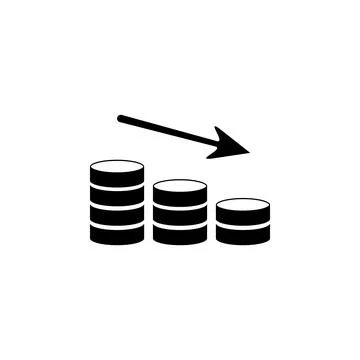 Financial Crisis, Money Stack Down, Costs Cut Solid Flat Vector Icon Isolat.. Stock Illustration