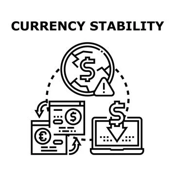 Financial currency stability problem with global inflation Stock Illustration