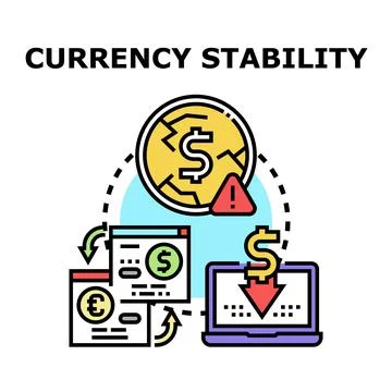Financial currency stability problem with global inflation Stock Illustration