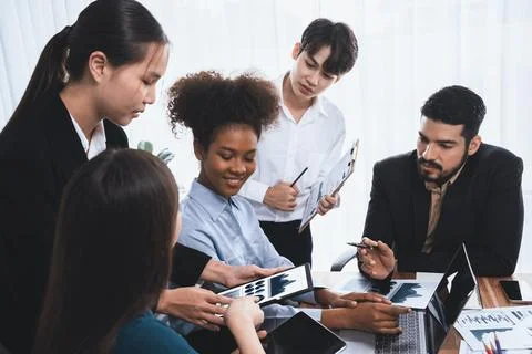 Financial dashboard data display on laptop screen. Concord Stock Photos
