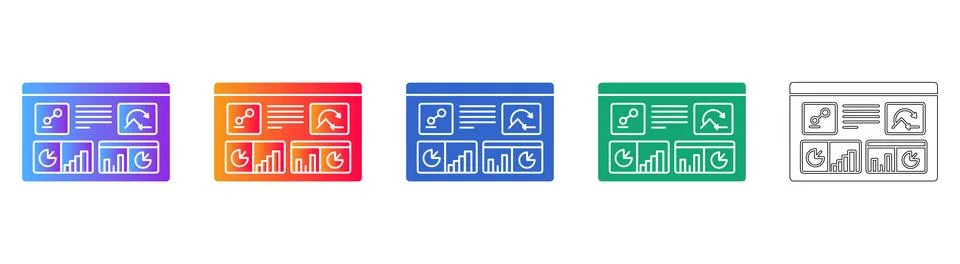 Financial Dashboard Interface Icons 스톡 일러스트