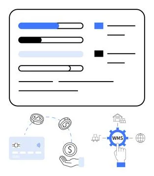 Financial Dashboard with Payment Processing and Warehouse Management System.. Stockillustratie