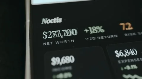 Financial dashboard showing Net Worth amount Stock Footage 332481505