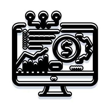 Financial data analysis and business statistics on screen Stockillustratie