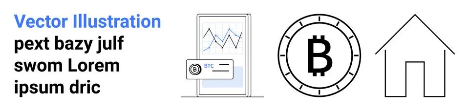 Financial Data Analysis and Cryptocurrency Concept with Graphs and Icons Stock Illustration