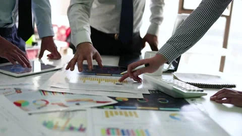 Financial data analysis and market business discussion and exchange Stock Footage 168968796