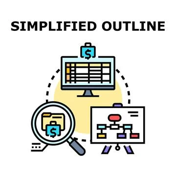 Financial data analysis and simplified outline process Stock Illustration