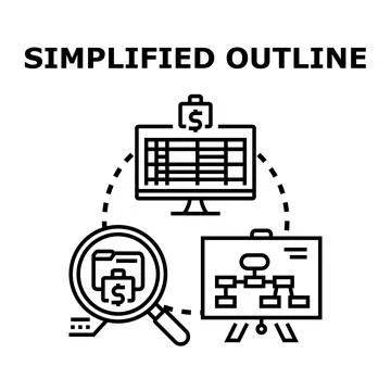 Financial data analysis and simplified outline process イラスト素材