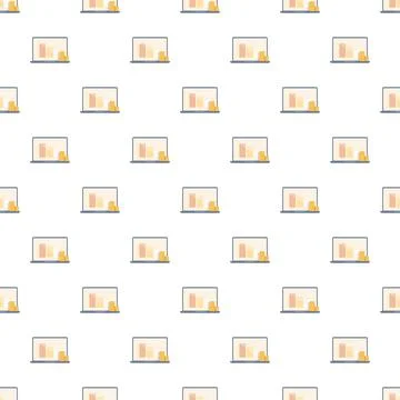 Financial data analysis bar chart laptop pattern イラスト素材