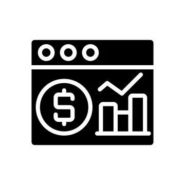 Financial data analysis black glyph icon Illustration