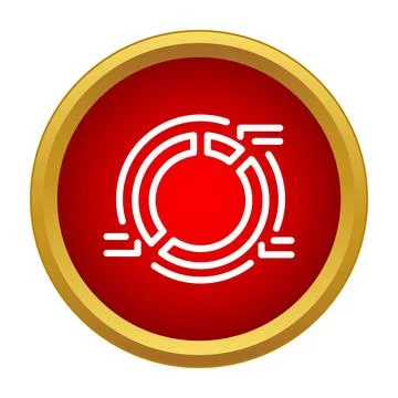 Financial data analysis chart icon on red button Illustrazione stock