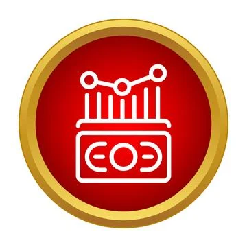 Financial data analysis chart icon on red circle 스톡 일러스트