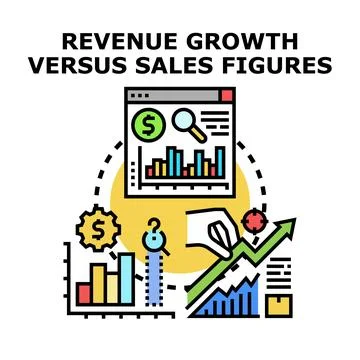 Financial data analysis comparing revenue growth with sales Stock Illustration