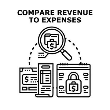 Financial data analysis comparing revenue to expense Stock Illustration