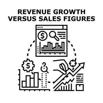 Financial data analysis comparing revenue growth with sales Stock Illustration