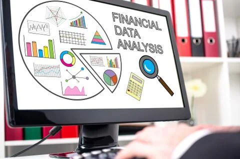 Financial data analysis concept on a computer screen Foto stock