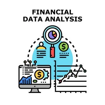 Financial data analysis concept exploring business analytics Stock Illustration