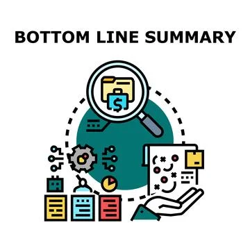 Financial data analysis creating bottom line summary report Stock Illustration