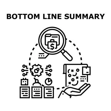 Financial data analysis creating bottom line summary report Stock Illustration