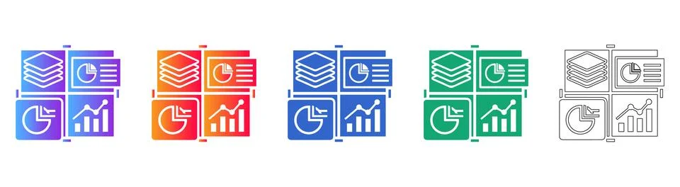 Financial Data Analysis Dashboard Icons Stock Illustration