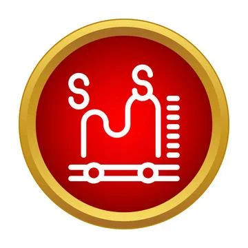Financial data analysis graph icon on red background Illustrazione stock