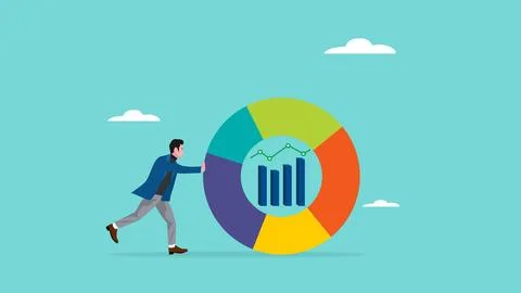 Financial data analysis, growth earning with data chart and graph, investme.. Stock Illustration