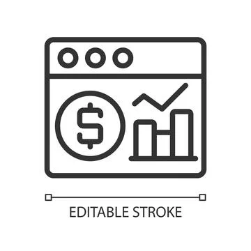 Financial data analysis linear pixel perfect icon Stock-Illustration