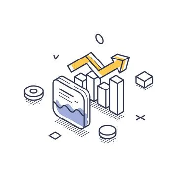 Financial Data Analysis Of Market Volatility And Economic Growth Isometric .. イラスト素材