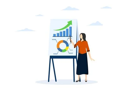 Financial data analysis report, statistical or economic research concept. Stock Illustration