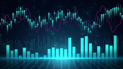 Financial data analysis showing stock market trading graph Stock Footage 334092542