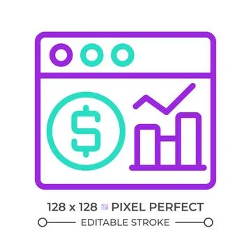 Financial data analysis two color line icon Stock Illustration