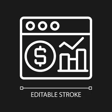 Financial data analysis white linear pixel perfect icon for dark theme Illustrazione stock