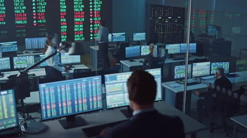 Financial Data Analysts Working in Office Stock Footage 136591936