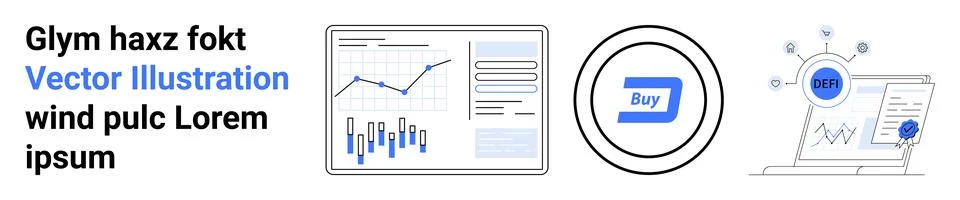 Financial Data Analytics and E-commerce Vector Graphics for Business Solution Stock Illustration