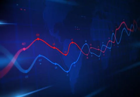 Financial data analytics, business forecast graph Stockillustratie