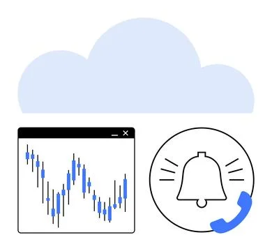 Financial Data Analytics with Cloud Integration and Notification Alert Stock Illustration