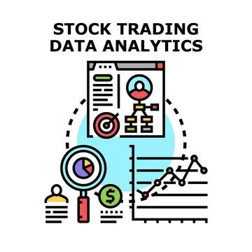 Financial data analytics evaluating stock market investment performance Stock Illustration