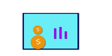 Financial data analytics on laptop with rising bar chart and dollar coin. D.. Stock Footage 309018215