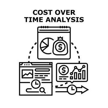 Financial data analyzing evolving costs over time Stock Illustration