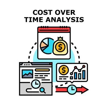 Financial data analyzing evolving costs over time Stock Illustration