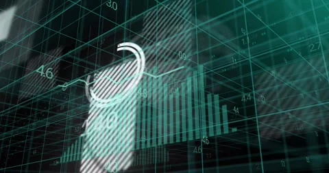 Financial data and bar chart analysis animation over grid background Stock-Footage 328647005