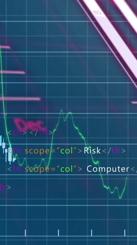Financial data and coding elements animation over fluctuating stock market graph Stock Footage 319883002