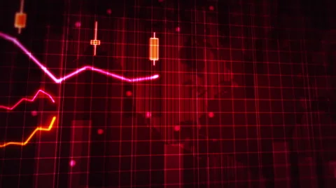 Financial data and declining charts. Red and White. Loopable. 2 videos in 1 Stock Footage 59571124