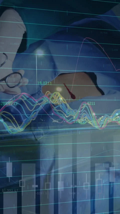 Financial data and graphs over caucasian woman in city coronavirus and economy Vídeo Stock 323151510