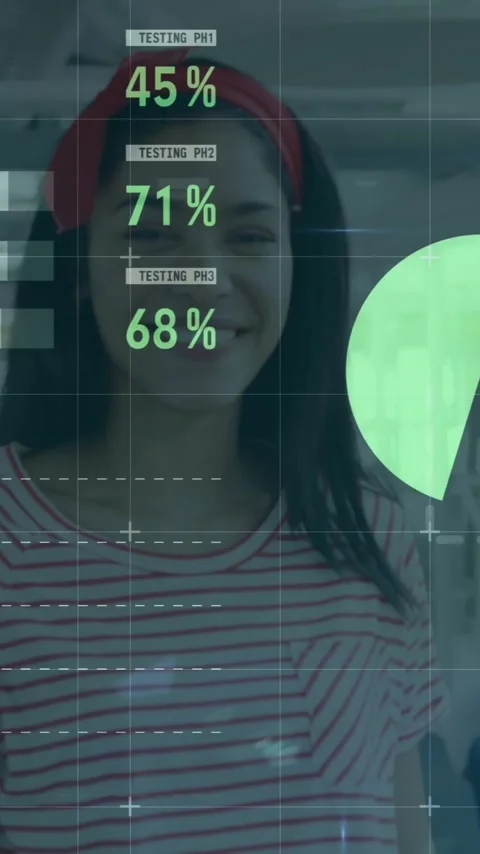 Financial data and pie chart animation over people in office environment Stock Footage 341956939