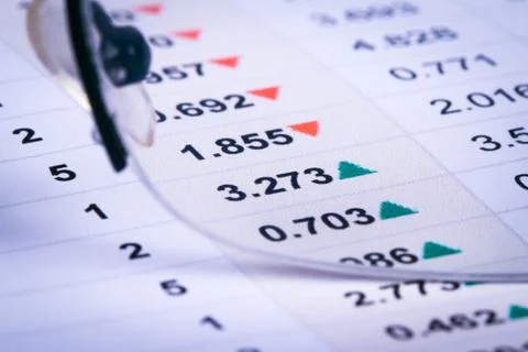 Financial data bar chart graphs and analysis Foto stock