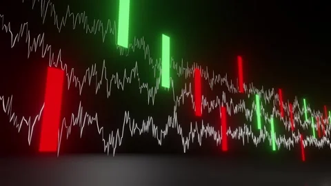 Financial Data Chart on Black Background - Camera Moving Sideways Stock Footage 334795380