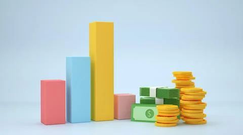 Financial data chart on blue background 3d render Stock Illustration