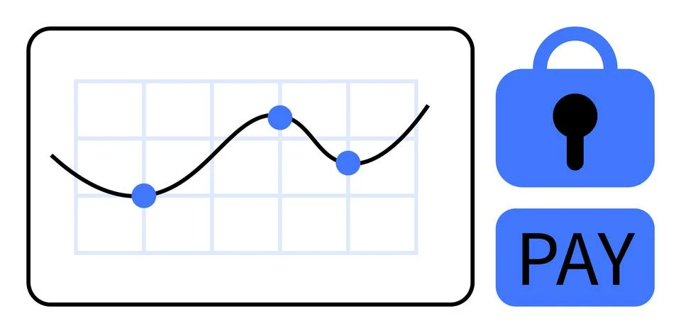 Financial Data Chart with Encryption Symbol and Payment Icon in Modern Design Illustrazione stock